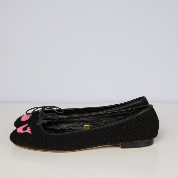 BY PAIGE flats Needlepoint Pink Whale Slip On Shoes - Picture 2 of 11